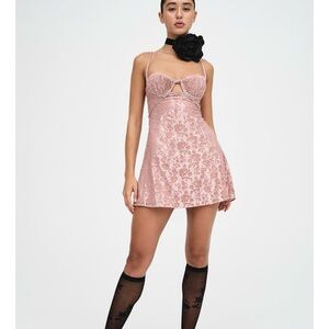 NWT 🔥 For Love And Lemons Pink Mini Dress rhinestones front and back! Medium too
